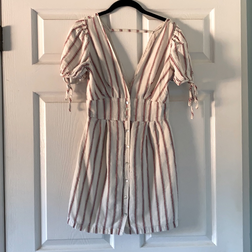 Forever 21 Button Front Tie Sleeve Mini Dress, S